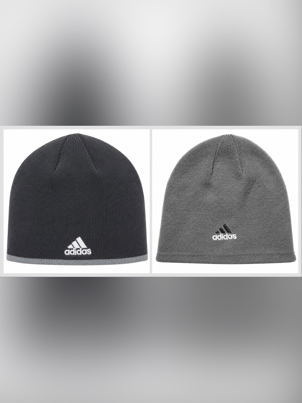 adidas Knit Beanie Reversible - Dark Charcoal & Light Gray